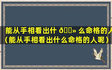 能从手相看出什 🌻 么命格的人（能从手相看出什么命格的人呢）